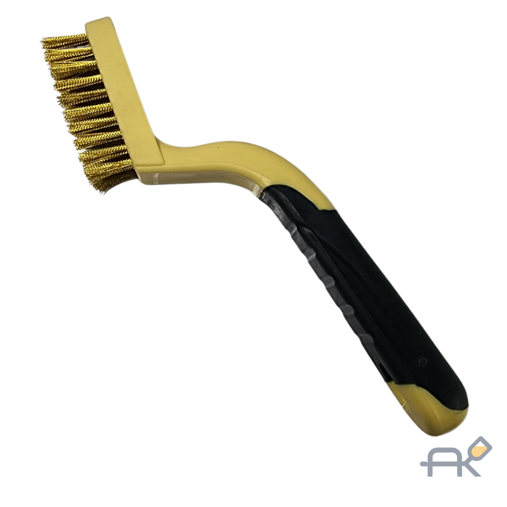 Щетка-мини по металлу ручная в пластиковом корпусе с прорезиненной рукояткой (латунная проволока. 3x10рядов) RF-34012839